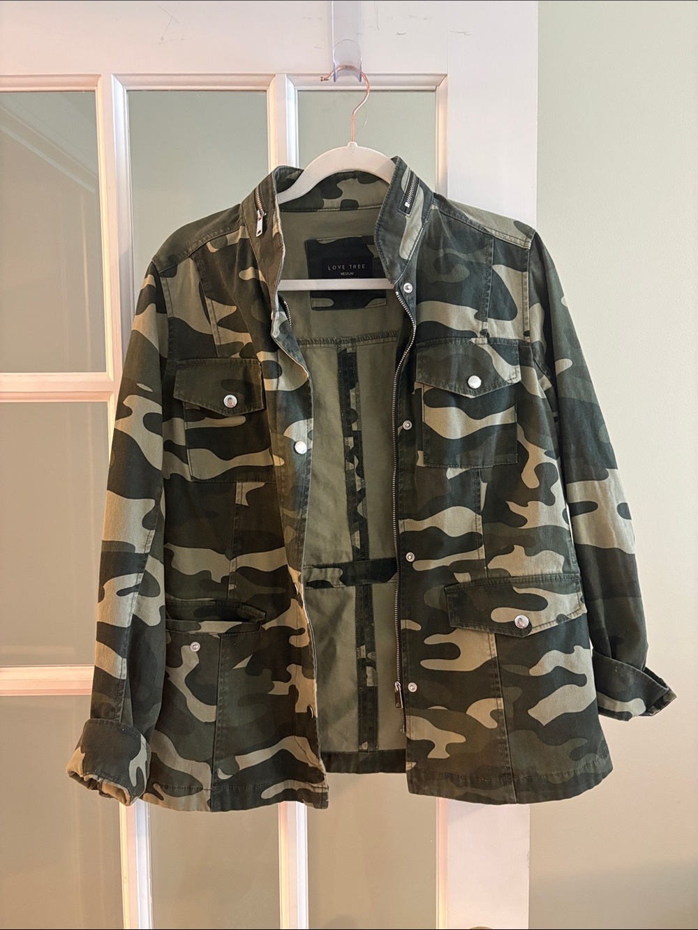Love Tree Camouflage Field Jacket in Olive and Dark Green